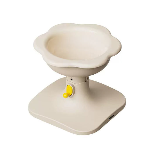 花朵升降陶瓷碗組 奶油白+淺灰棕