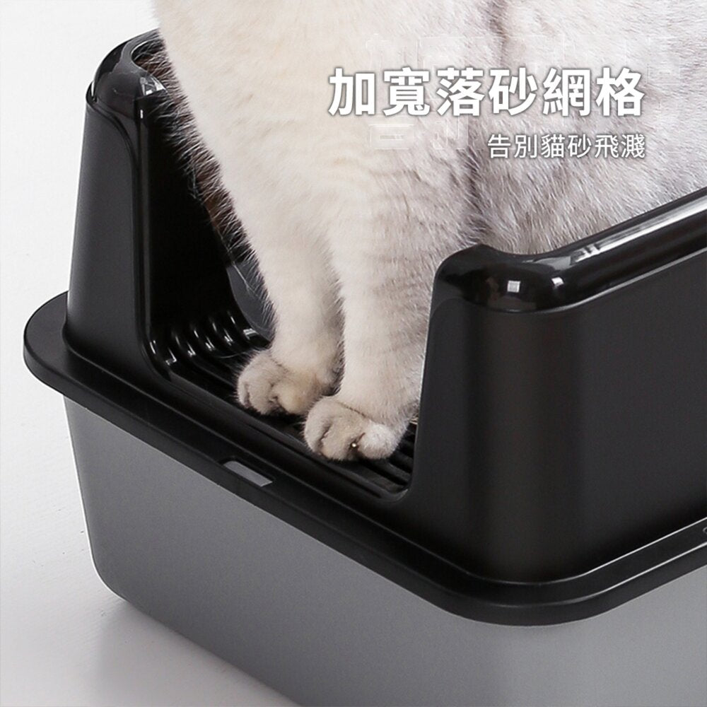 前開口塑膠貓砂盆 黑底蓋