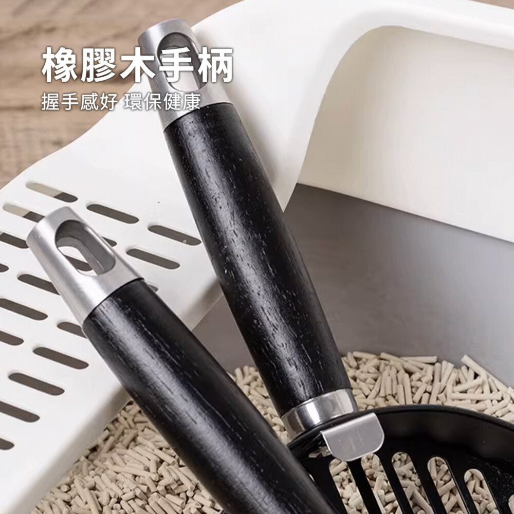 不鏽鋼貓砂鏟 質感黑(長條)