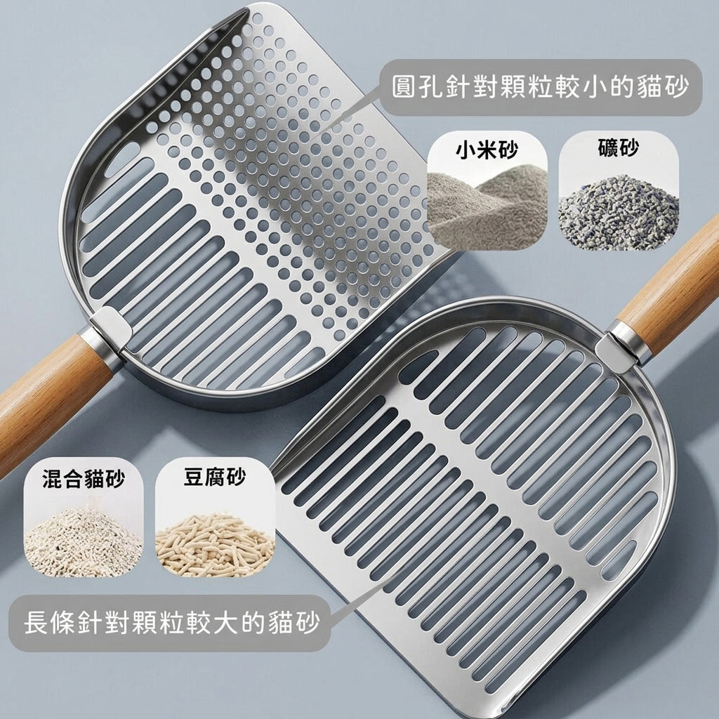 不鏽鋼貓砂鏟 原色(圓孔)