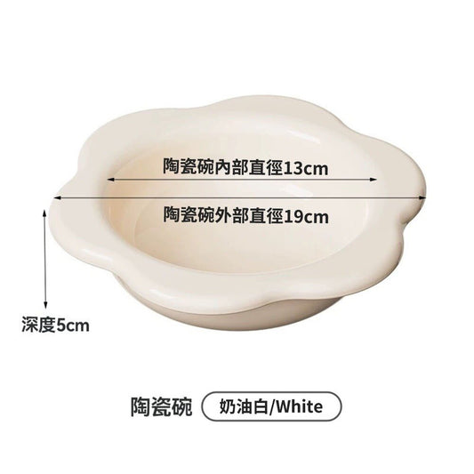 花朵陶瓷碗 奶油白